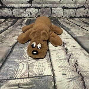 Vintage 1980s Tonka Pound Puppies Brown Short Ears Red Collar Plush 8" (VPP-03)